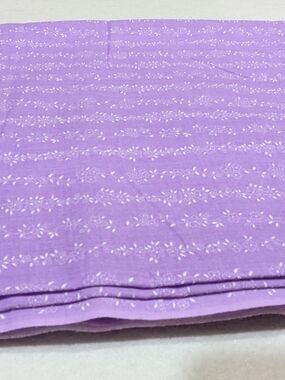 Soft Purple & White Floral Cotton Fabric 46" x 86" - New Unused Remnant
